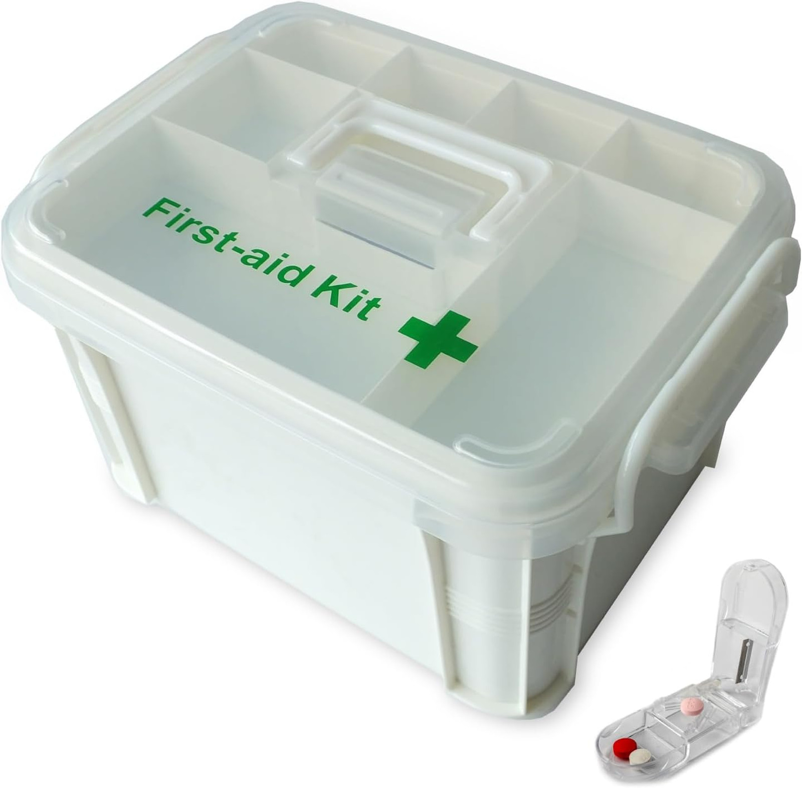 First Aid Organizer Box with Handle Plastic Medical Kit for Travel Car Home