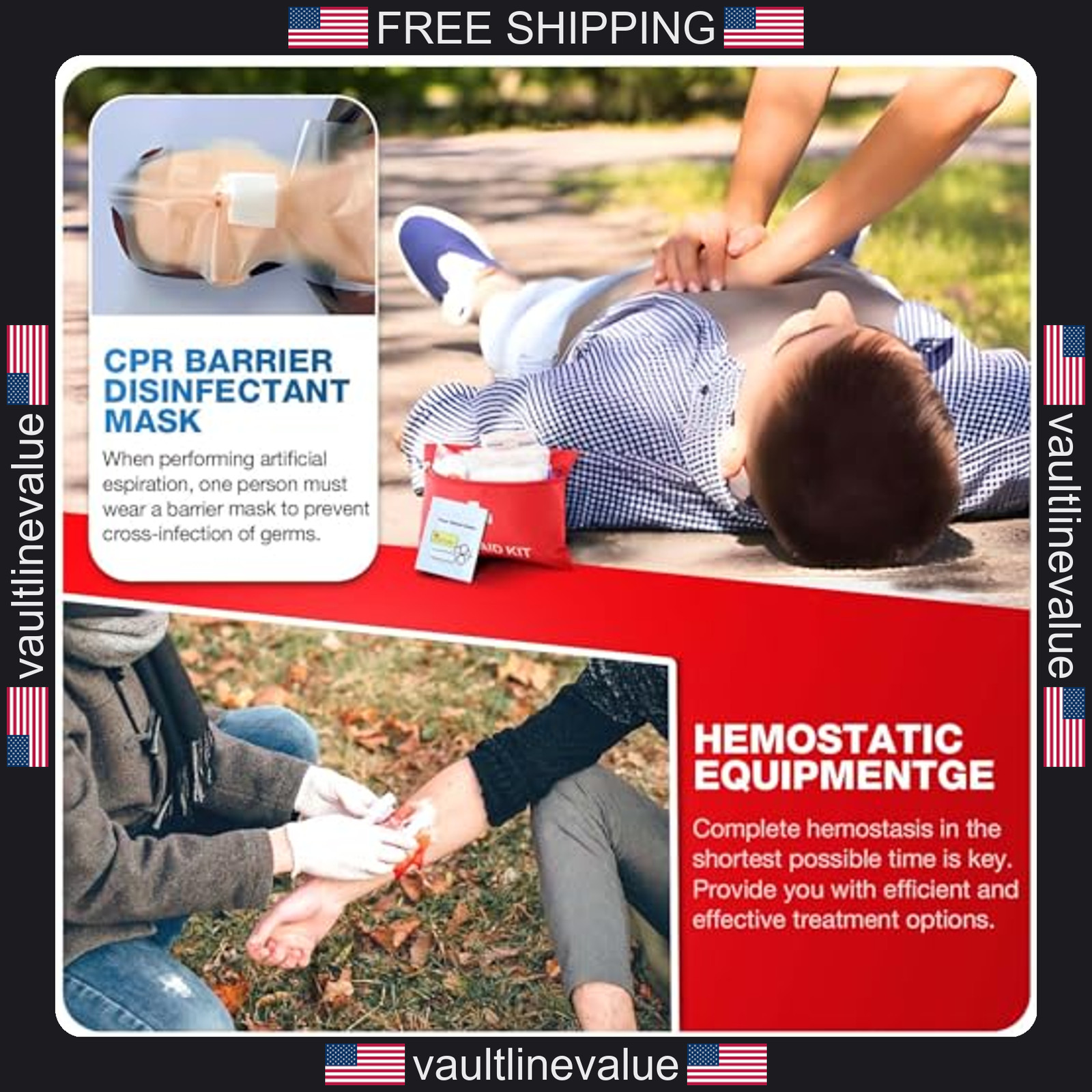 First Aid Kit 107 Piece Emergency Trauma Kit for Home Car Travel Hiking Camping