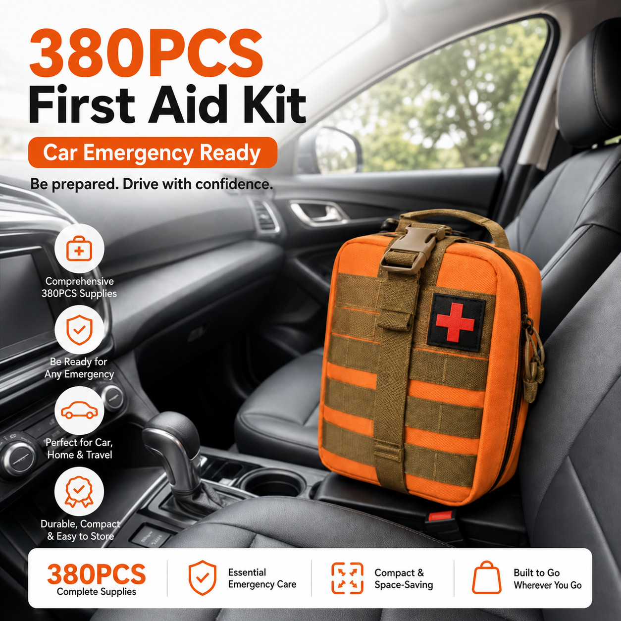 380-piece first aid kits for home, car, office, outdoor camping, hiking,