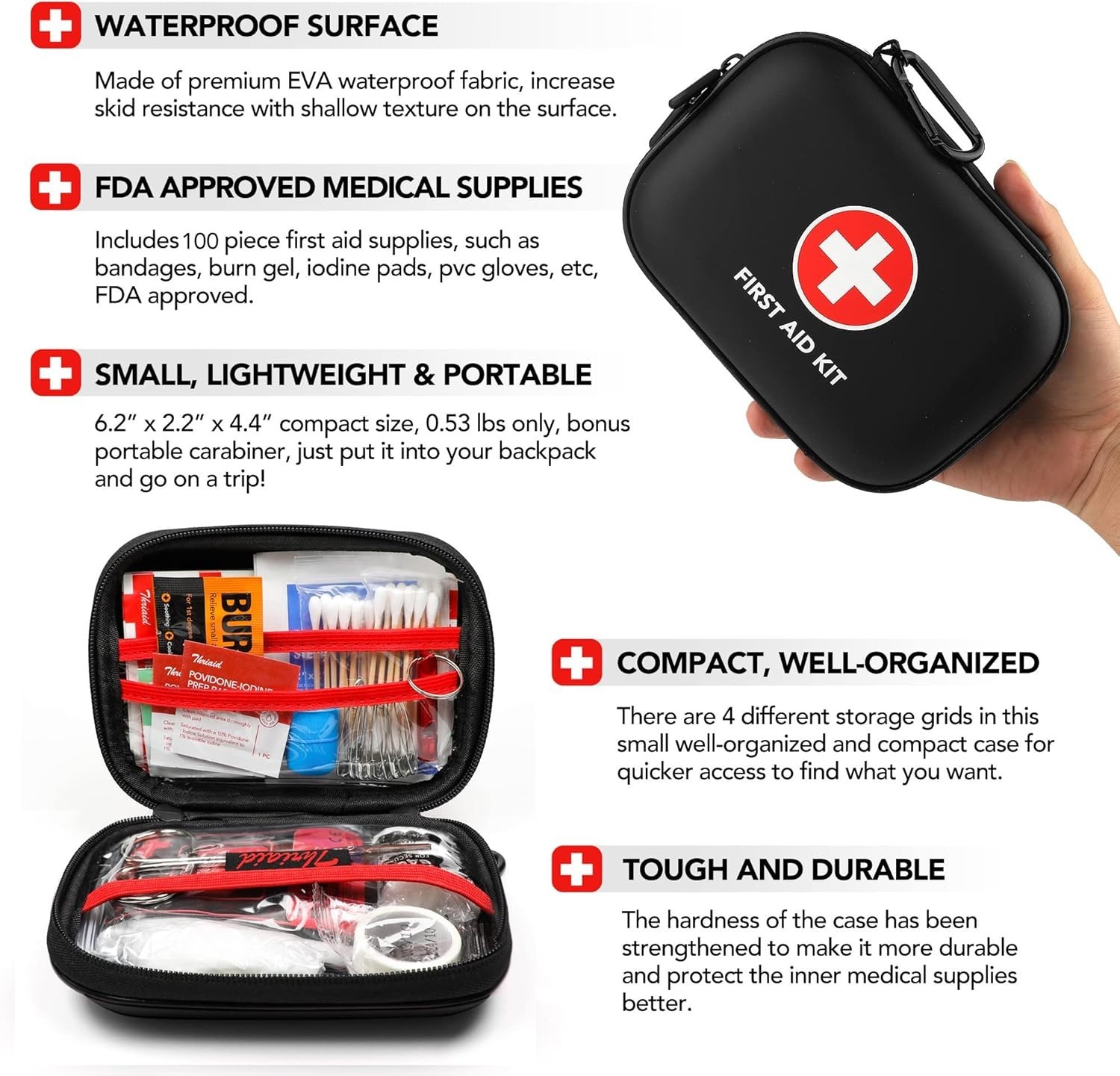 All-in-One Mini First Aid Kit with 100 Supplies – Perfect for Camping Trips