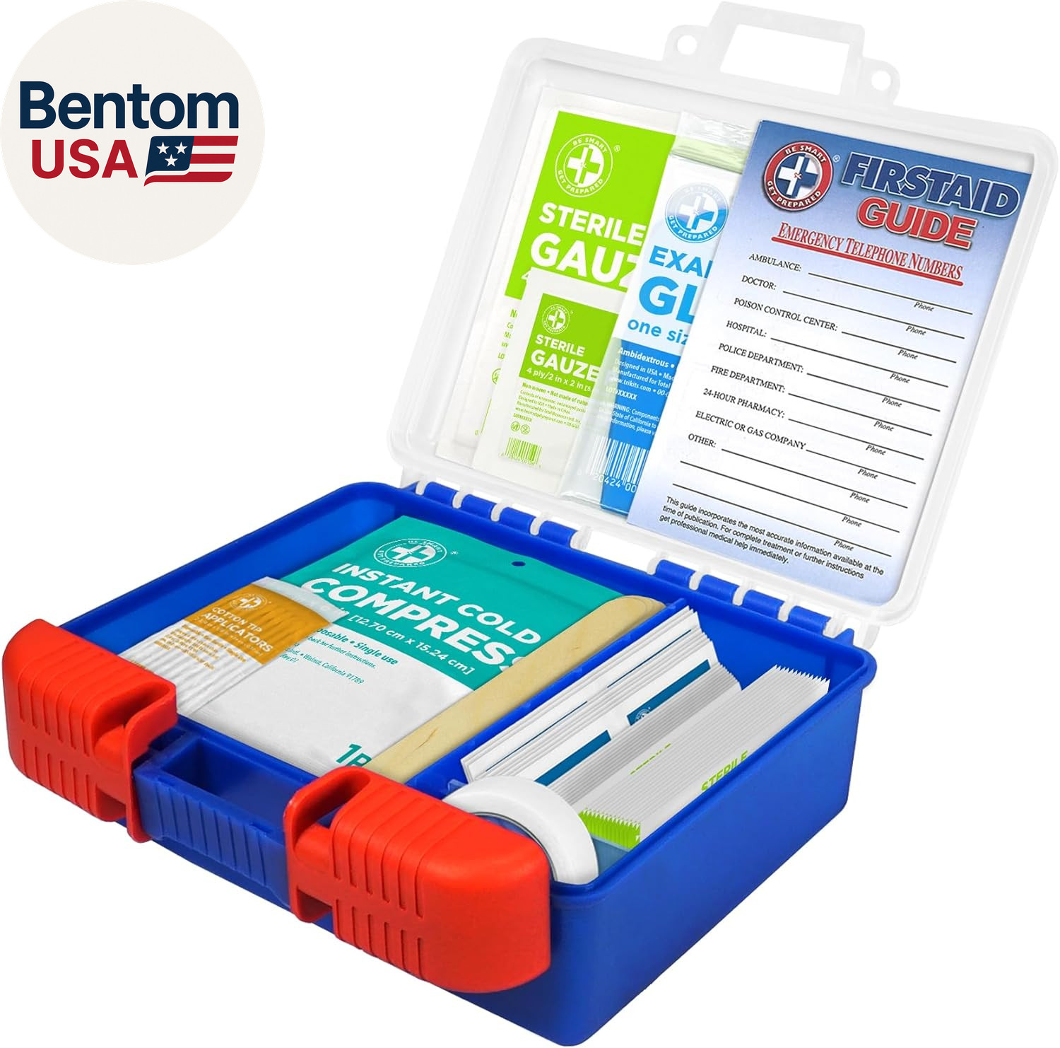 110 Pc First Aid Kit: Clean, Treat, Protect Minor Cuts, Home, Office, Car, Schoo