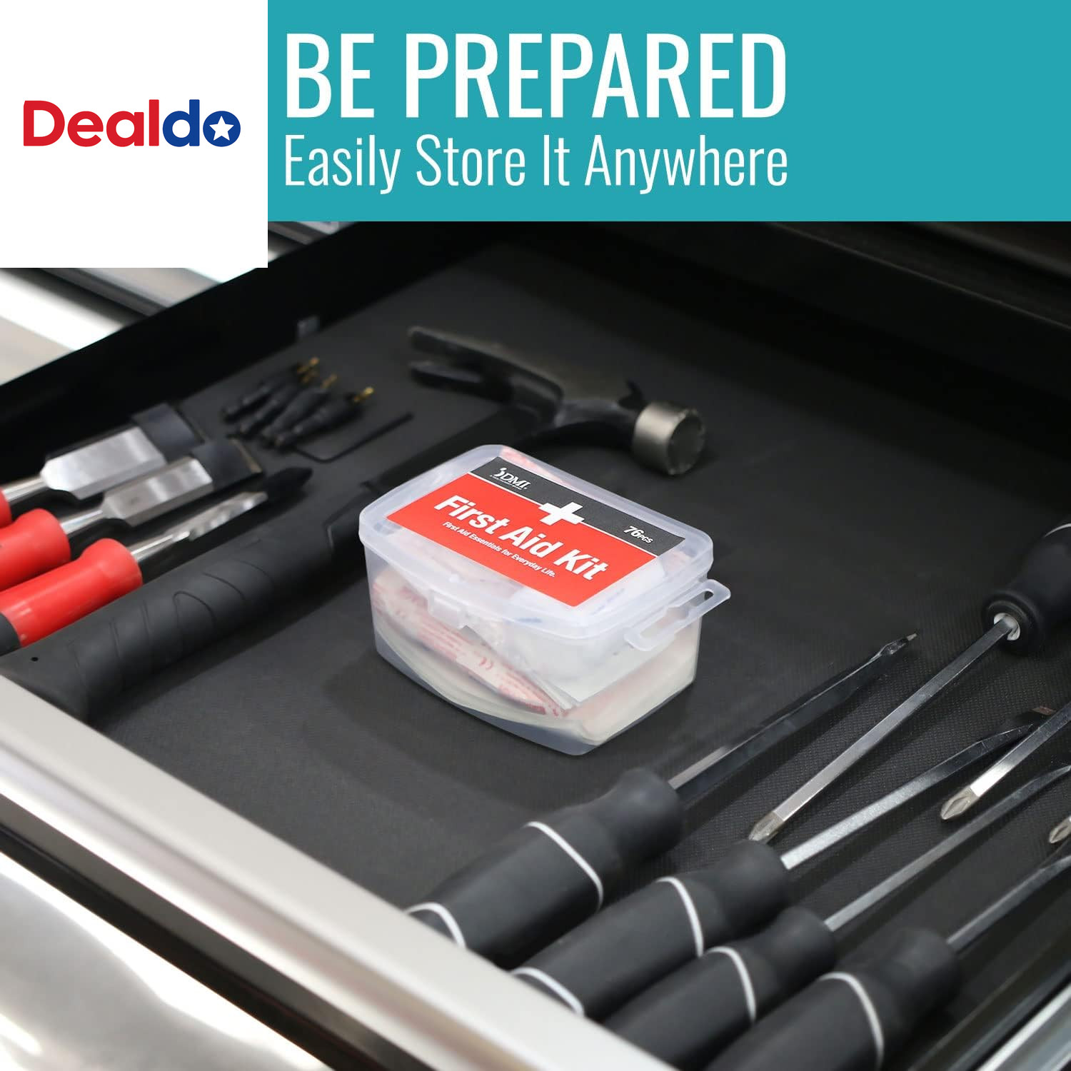 76-Piece First-Aid Kit, Portable All-Purpose Use for Minor Cuts and Scrapes, Dur
