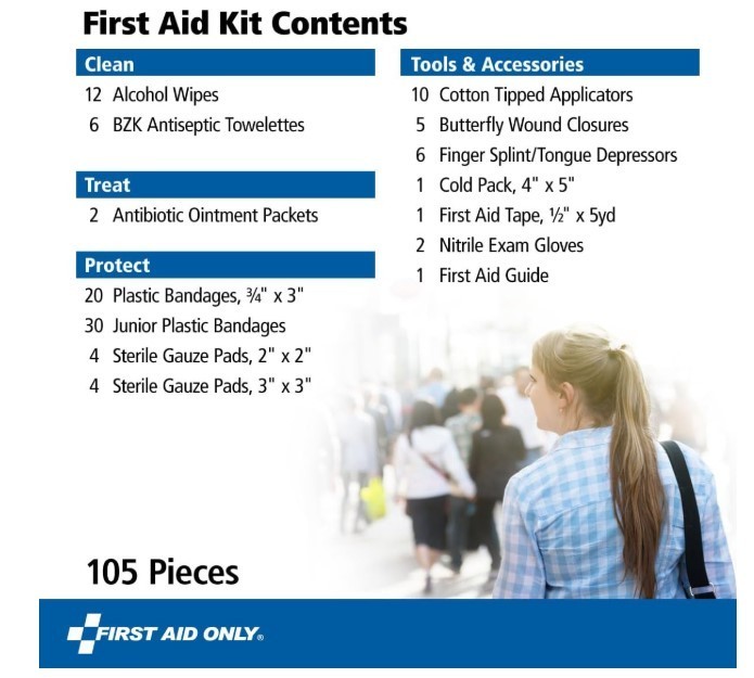 First Aid Only 105Pc Emergency First Aid Kit Car Travel Home Business