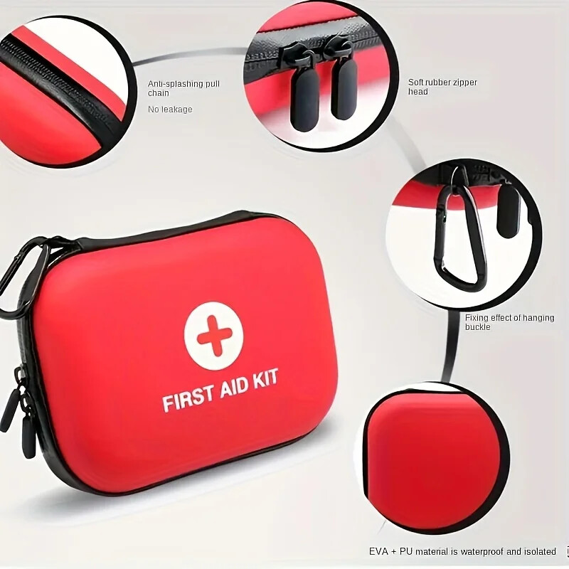 First Aid Kit Complete, 104Pcs Water-Resistant Hard Shell Small Case For Travel
