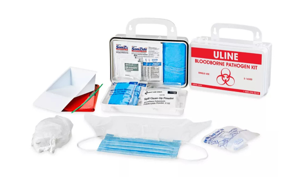 Premium Bloodborne Pathogen Kit Bodily Fluid Clean Up Single Use – 19 Piece