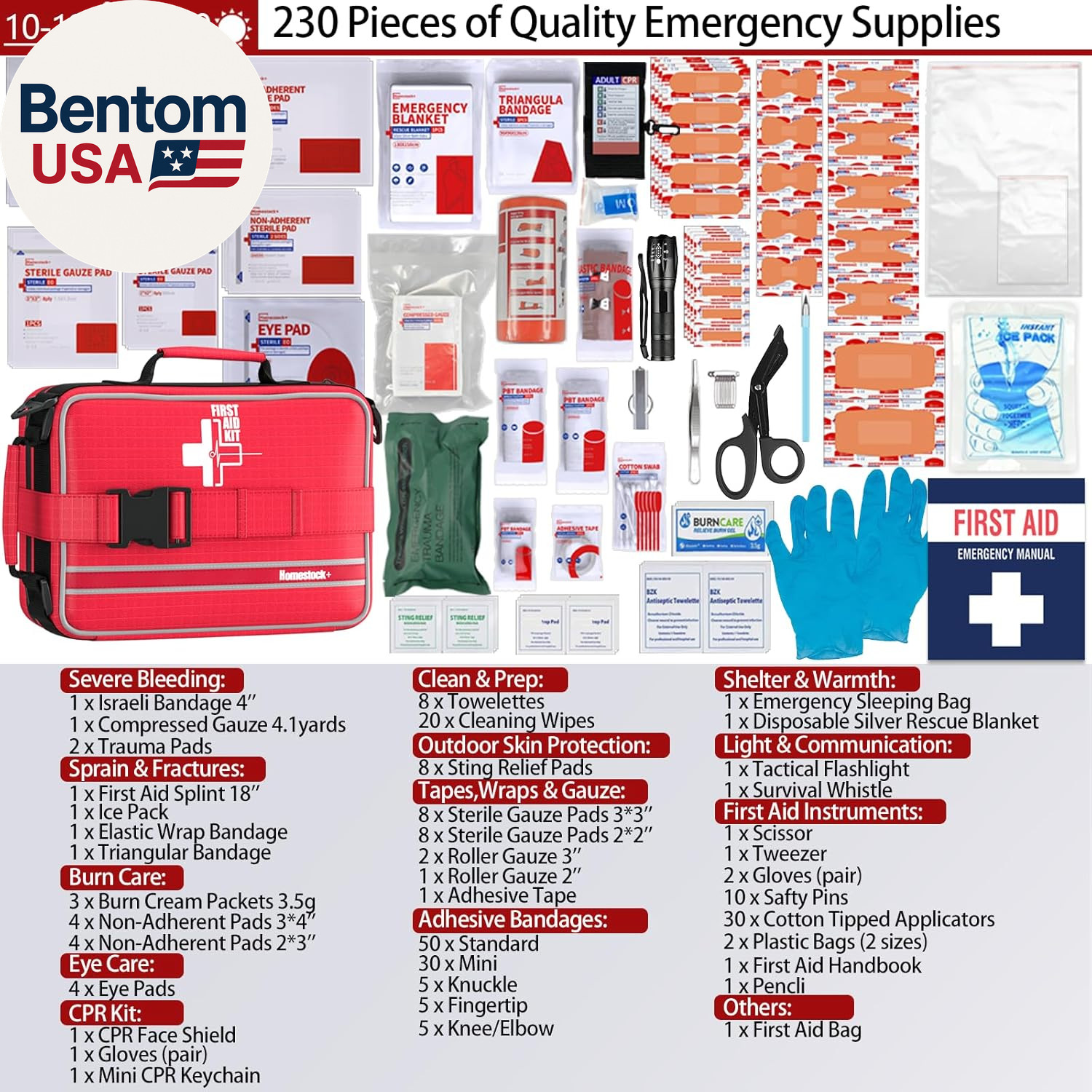 Comprehensive First Aid Kits, First Aid Trauma Kit with Labelled Compartments fo