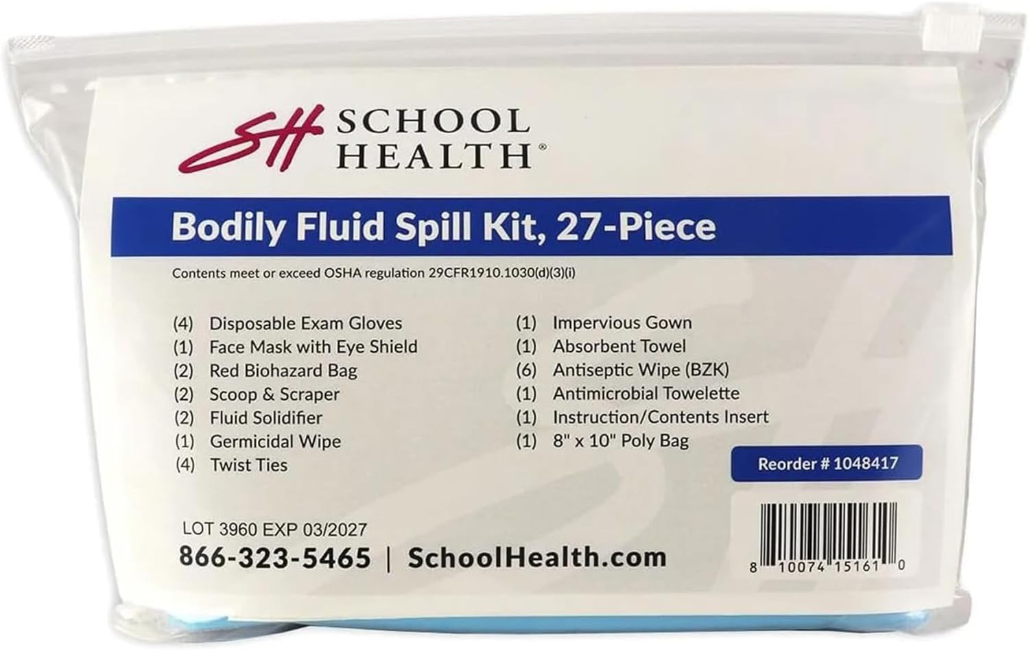 School Health 27‑Piece Bodily Fluid Spill Clean up Kit – Bloodborne Pathogen Pro