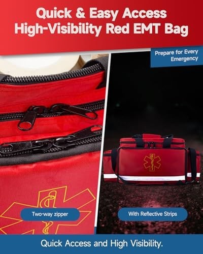 Large Empty First Aid Bag 26" – Water-Resistant EMT Medical Kit, Reflective, 4 D