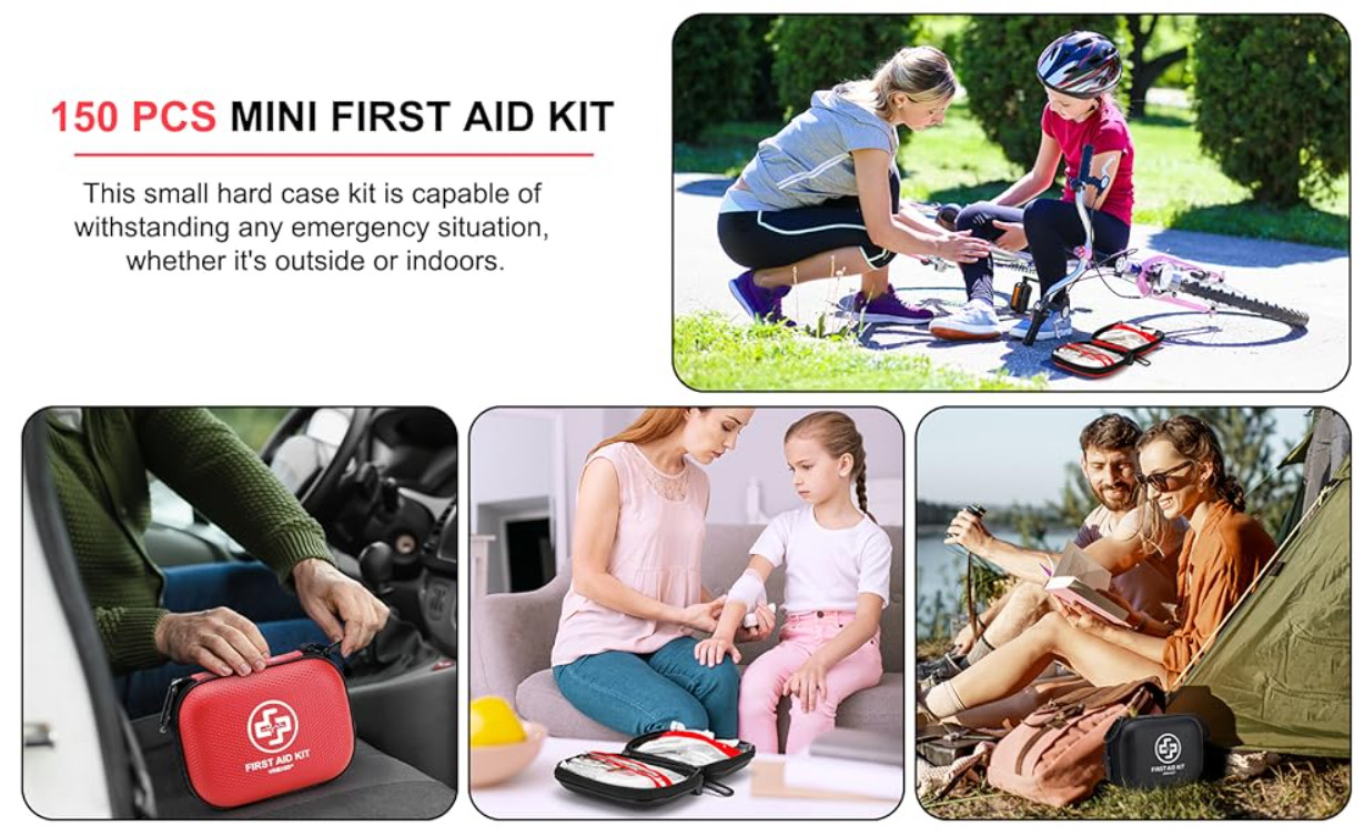 Mini First Aid Kit 150 Piece Waterproof Hard Case Travel Car Camping Emergency