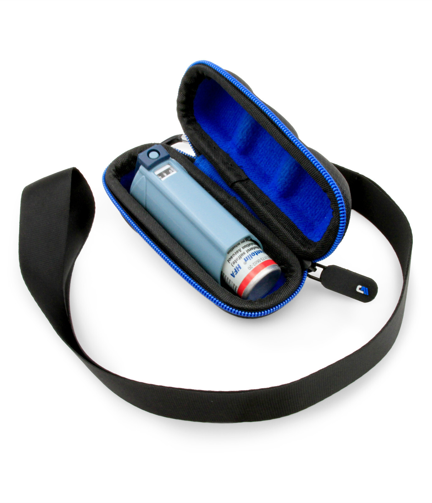CM Black Asthma Inhaler Travel Case, Does Not Include Inhaler Medicine