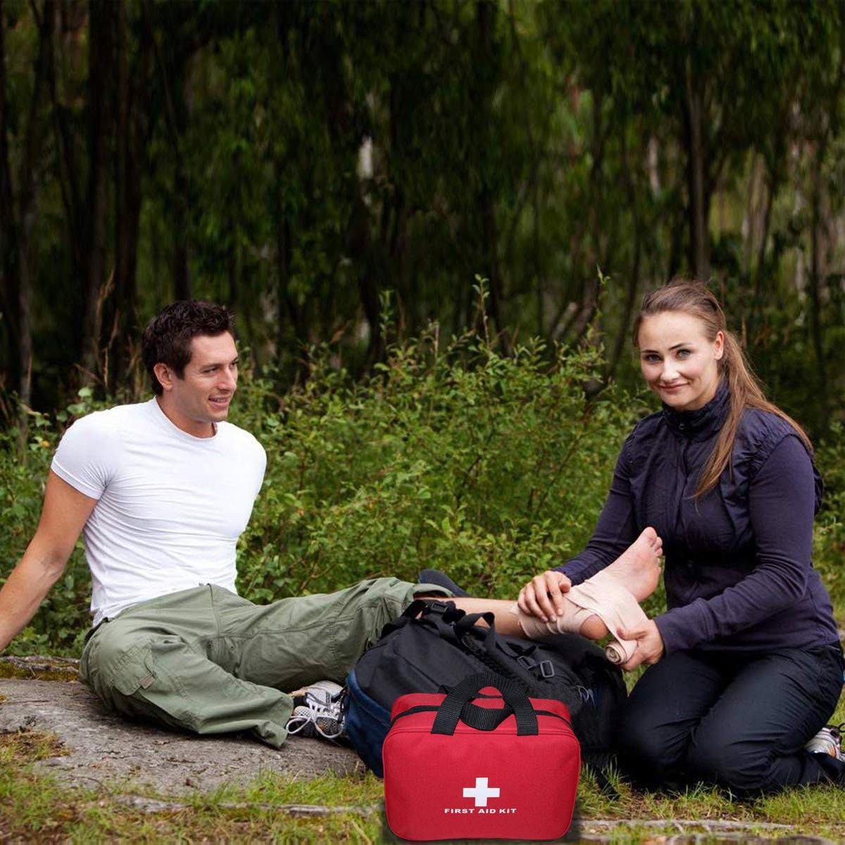 Nylon First Aid Empty Kit,Compact Waterproof Lightweight First Aid Bag Zippered