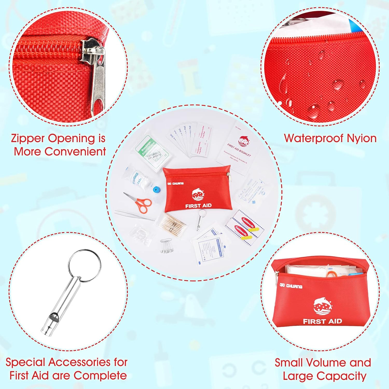 Small Travel First Aid Kit – 87 Piece Clean, Treat and Protect Most Injuries,Rea