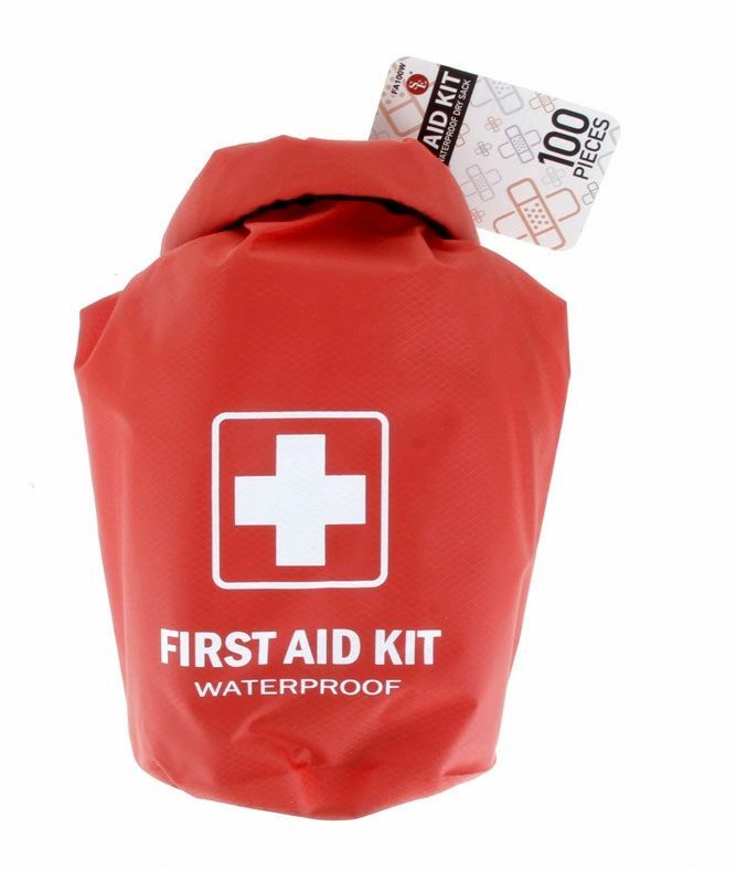 100 Pc First Aid Kit in a Waterproof Red Dry Sack FA-100