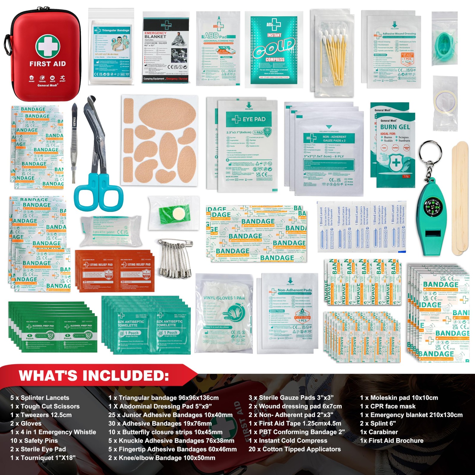 First Aid Kit – 170 Pieces Hard Case and Lightweight – Great for Travel, Home…
