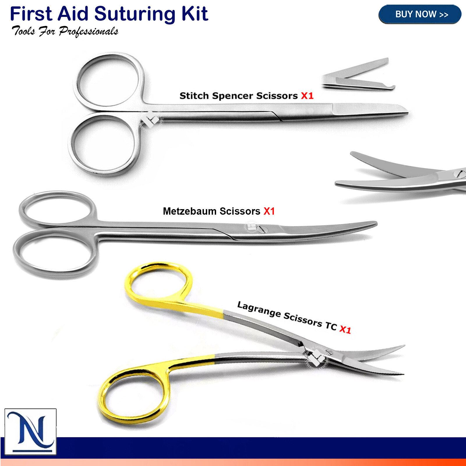 Surgical Metzenbaum Scissor Spencer LaGrange Tissue Cutting Scissors Set