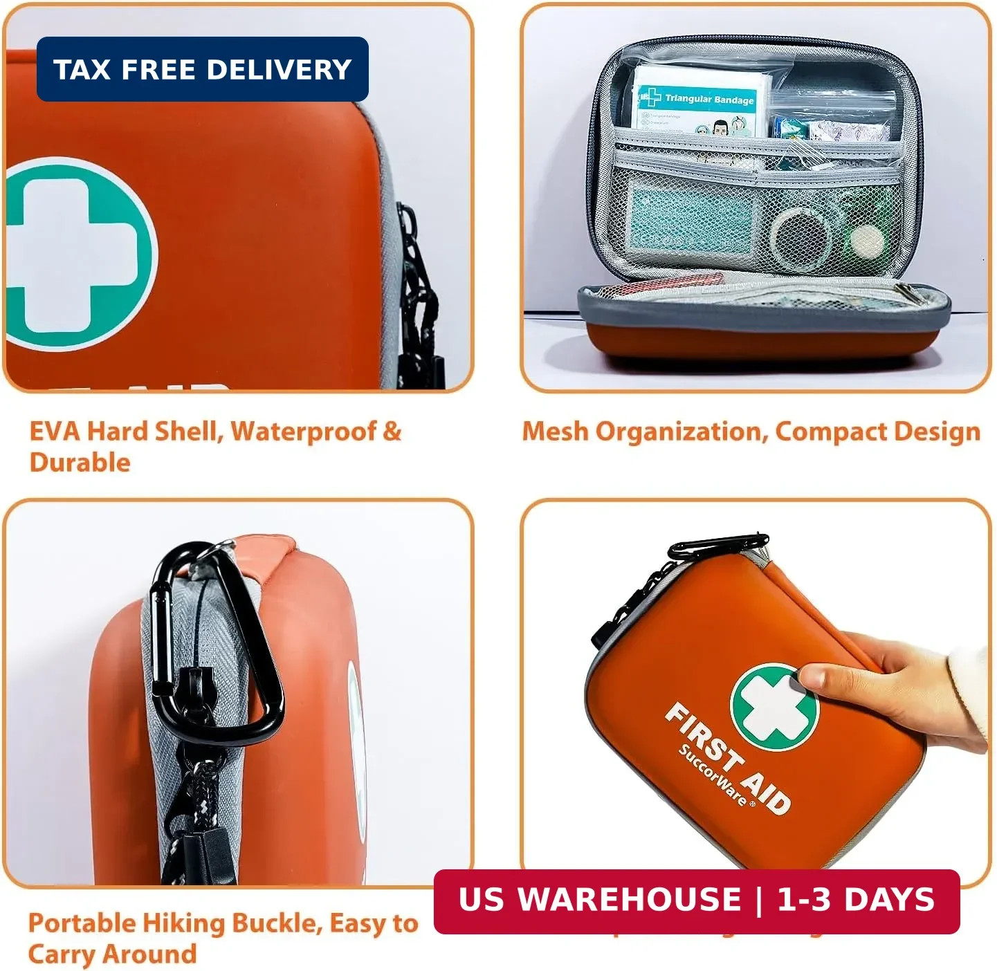 SuccorWare 150 Pieces Mini First Aid Kit – Small Medical Kit with Hard Shell – E