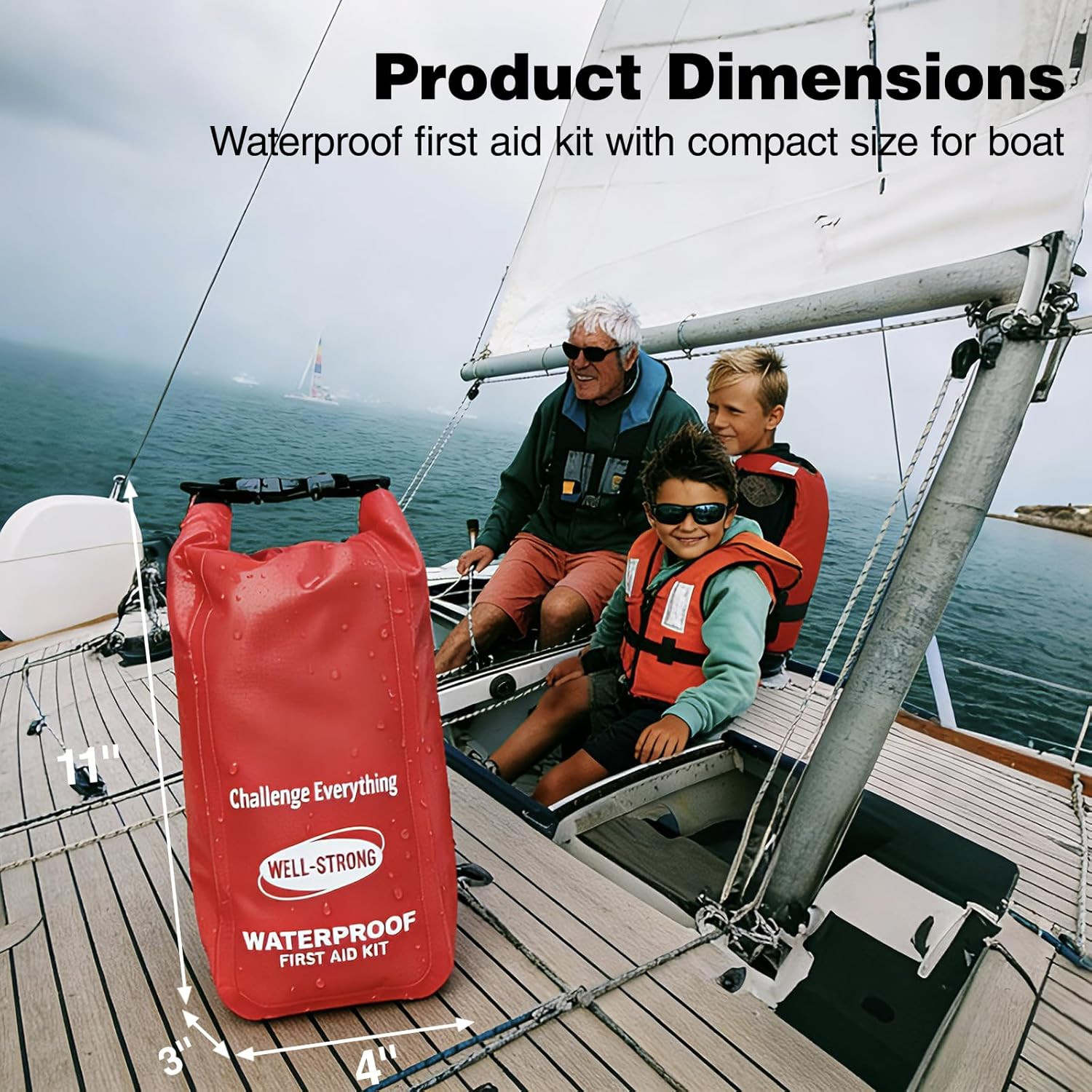 Waterproof First Aid Kit Roll Top Boat Emergency Kit Red