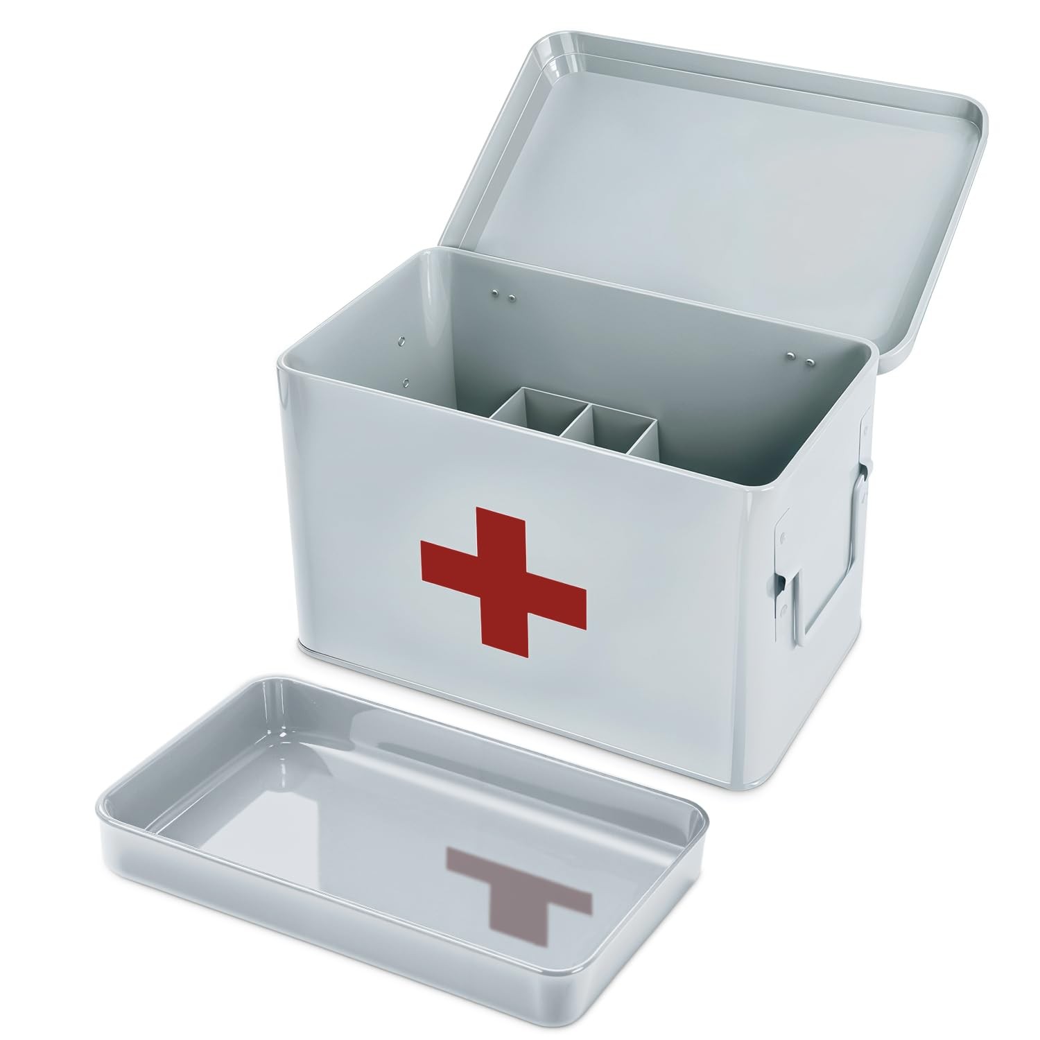 Plexon First Aid Kit, Supplies Bin, 8.47×6.11×6.3 inches, white