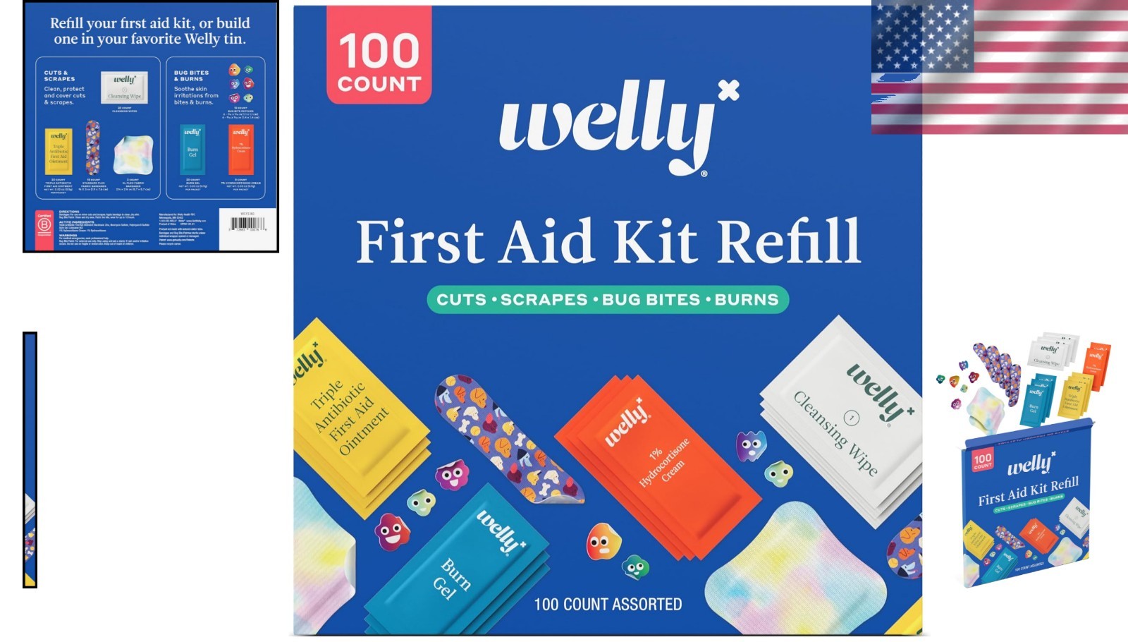 Comprehensive First Aid Kit Refill – 100 Count with Bandages & Ointments