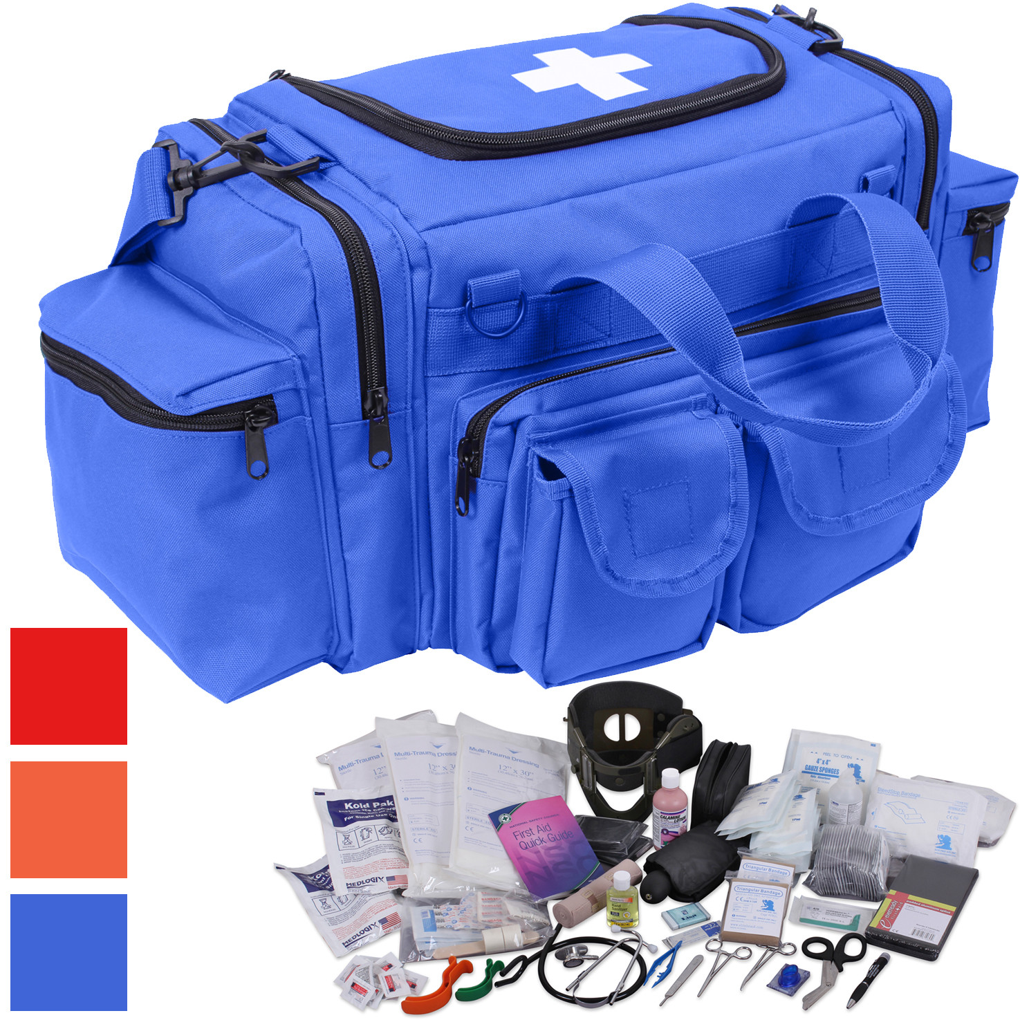 200 Pcs Emergency Medical Trauma Kit Carry Bag & First Aid Supplies Full Stocked