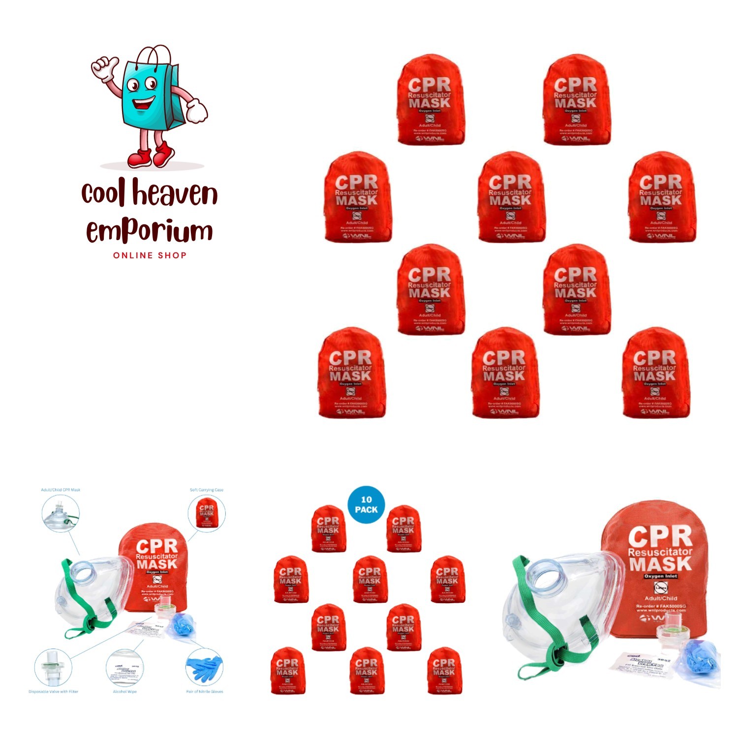 Versatile 10-Pack CPR Masks in Carrying Case – Ideal for First Responders