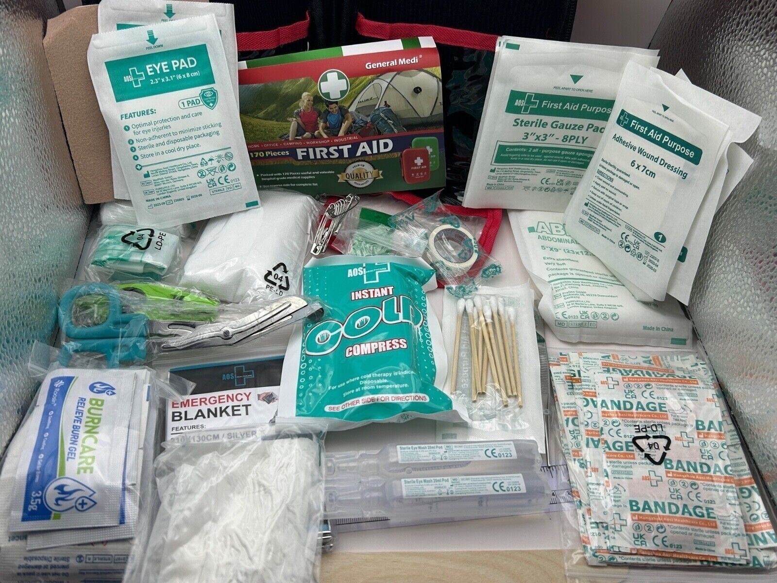 170 Pc First Aid Kit Emergency Military Survival Camping Burn Trauma Bandage
