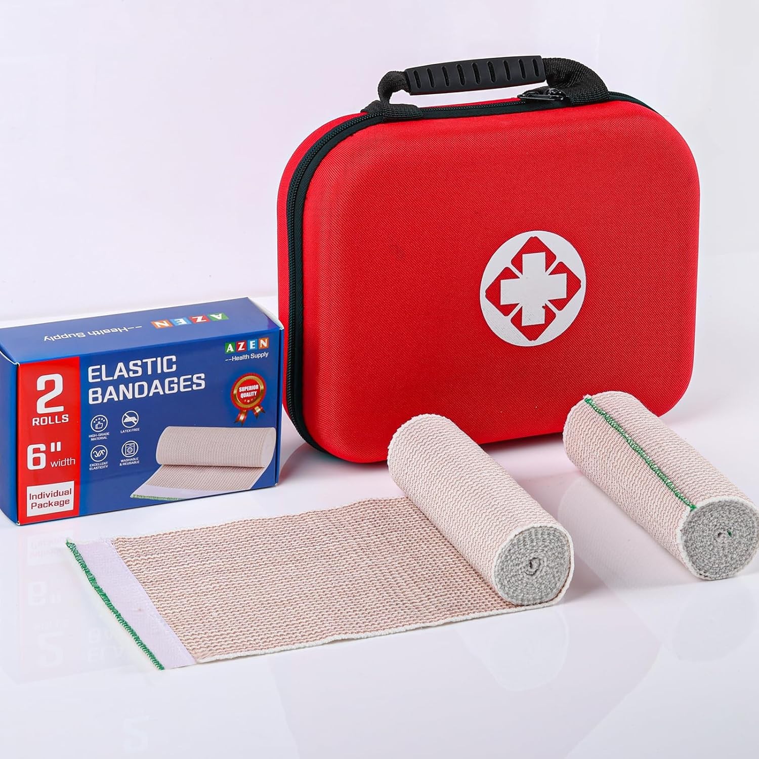 AZEN Premium 2 Pack Elastic Bandage Wrap 6 Inch, Compression A-2p