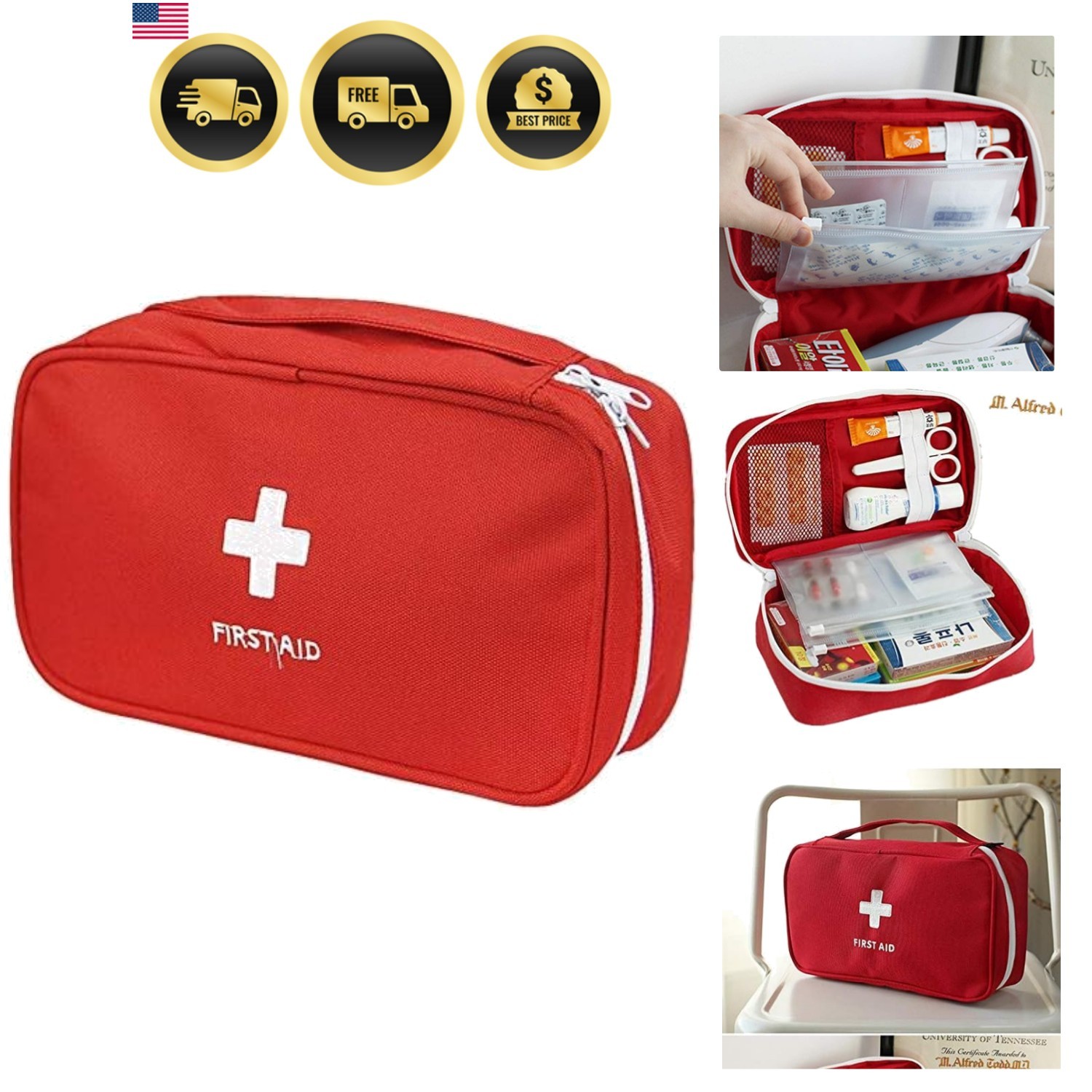 First Aid Bag – First Aid Kit Bag Empty for Home Outdoor Travel Camping Hikin…