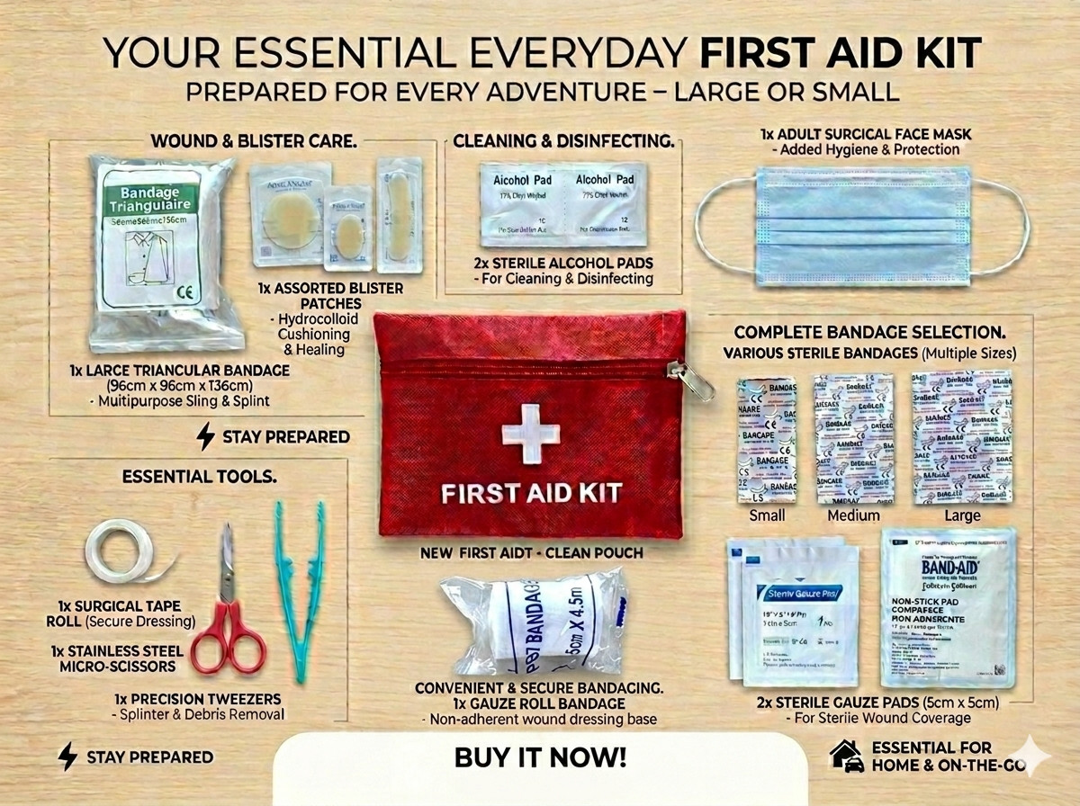 Small First Aid Kit 34pc Hiking Camping Mini Emergency Survival Bag Car Home